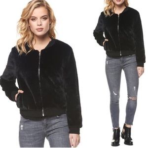 DEX Fur Bomber Jacket / Black / Med